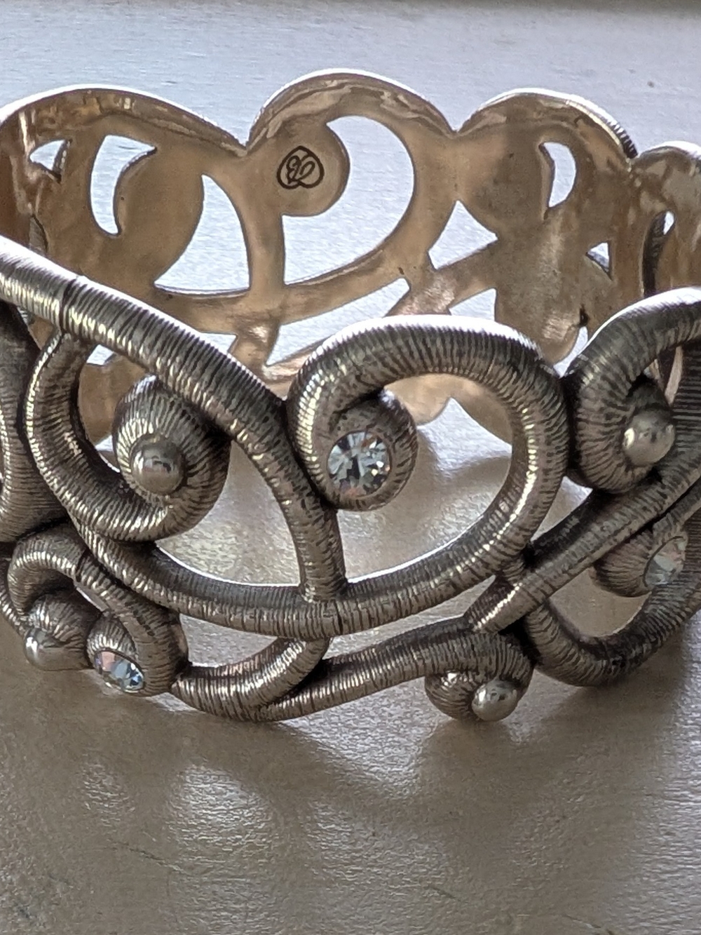Brighton Silver-Tone Filigree Cuff Bracelet with Swarovski Accents